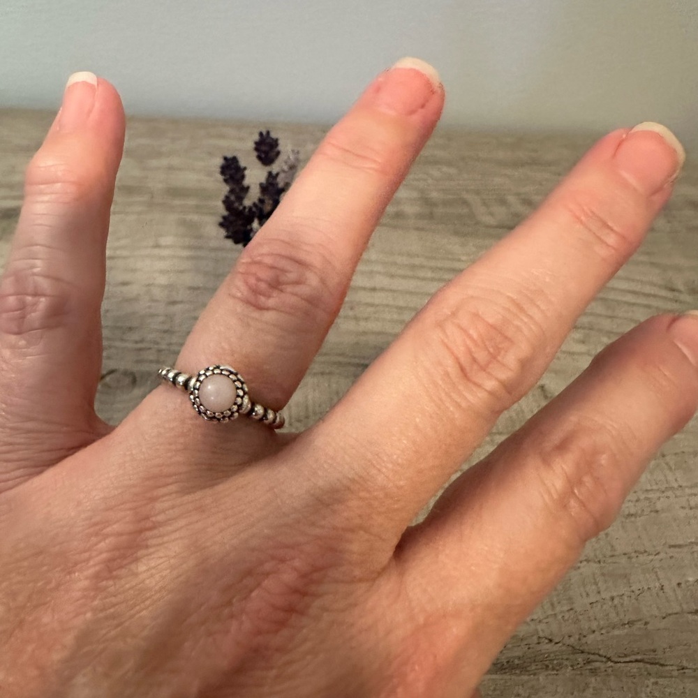 Pandora Silver and Pink Stacking Ring